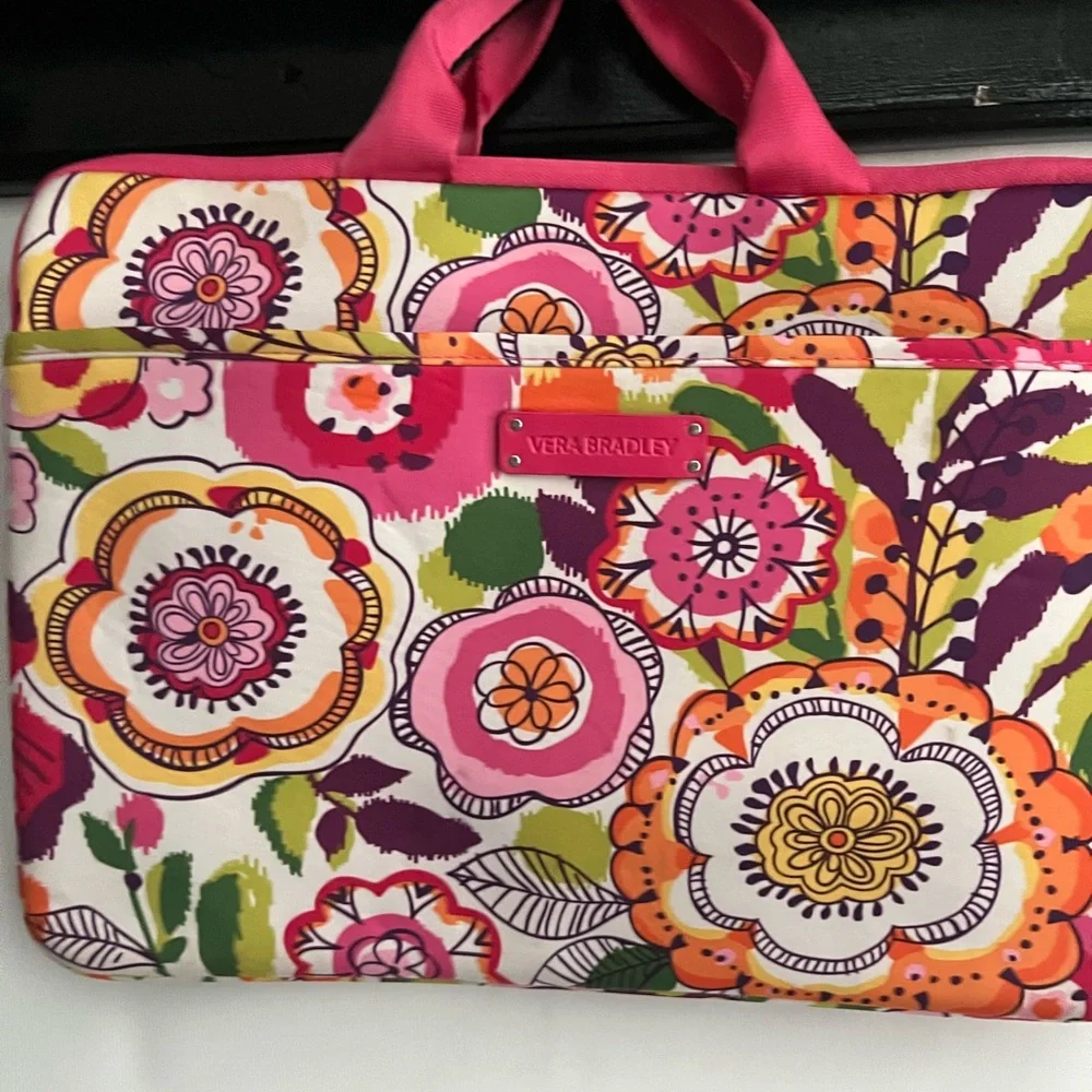 Vera Bradley Pink Multi Floral Tote with Bright Pink Logo Plate